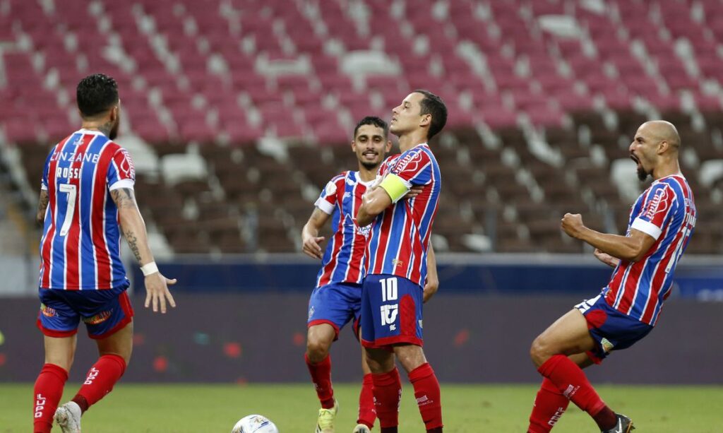 jogadores em comemoração